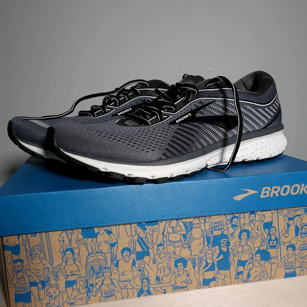 Brooks Ghost 12 Running Shoes Mens 13 Grey Black Neutral Trainers 1103161D075‎